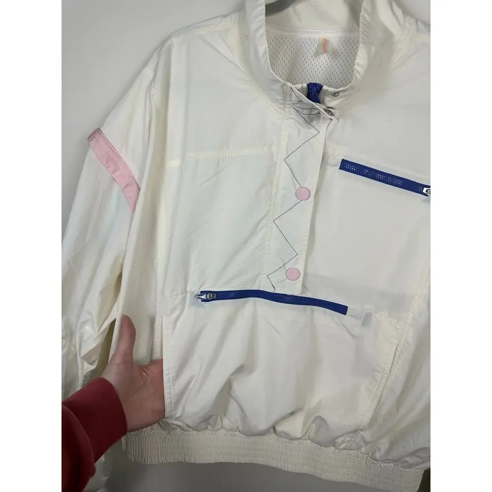 Free People Movement Track In Action Jacket Vest Ivory Combo Size XL Windbreaker